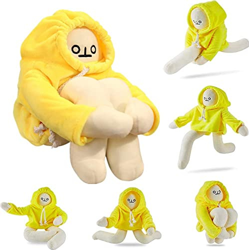 sunfedmiss Plush Banana Man Toy, 16inch Weird Banana Man Doll with Magnet, Funny Poseable Decompression Toy Stuffed Animals Doll Gifts for Boys Girls Birthday Party Christmas(Yellow)