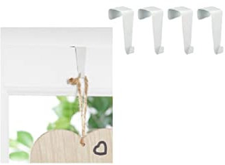 Meinposten Haken Türhaken Fensterhaken zum einhängen weiß Metall 8 Stück Set ohne Bohren
