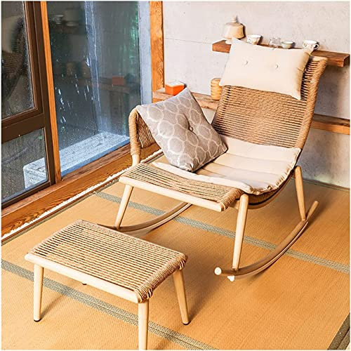 dtkmkj Outdoor Garten Terrasse Schaukelstuhl PE Rattan Stuhl Aluminiumlegierung Rahmen Lazy Sofa Chair Recliner Lounge Chair mit Fußschemel