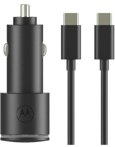 Motorola Chargers - 45W USB PD Dual Port Fast Charger (USB-A, USB-C) Vehicle/Phone Charger with 1M USB-C to C cable.