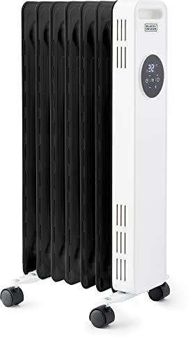 BLACK+DECKER BXRA43011GB Digital Oil Filled Radiator, 3 Heat Settings, Adjustable Thermostat and 24 Hour Timer, 1.5KW, White