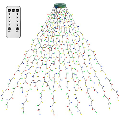 Kedoxi Weihnachtsbaum Lichterkette mit Ring Bunt 400er LED Christbaumbeleuchtung mit 16 Stränge 2m Tannenbaum Lichterketten Weihnachtsbeleuchtung Lichternetz für 110cm-240cm Baum