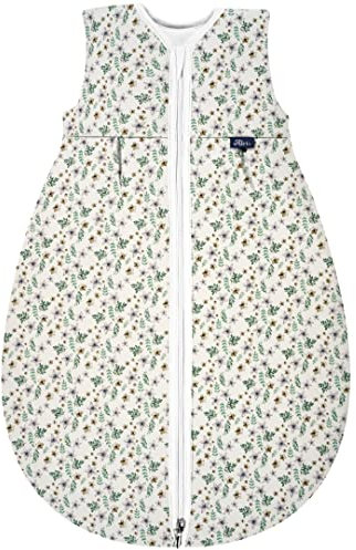 Alvi Baby Mäxchen Thermo Schlafsack, Baby-Schlafsack ohne Ärmel, Winterschlafsack, Außensack wattiert (GOTS Petit Fleurs, 70)
