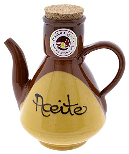 CERÁMICA ESPAÑA | Huile Amazon | Huile anti-goutte | Huilier en céramique pour cuisine - Modèle M02 | 500 ml | 100% décoré à la main | 15x11x17 cm