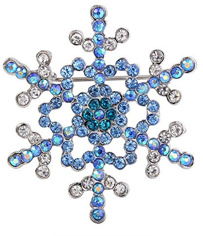 EVER FAITH Damen Österreichische Kristall Party Elegante Schneeflocke Brosche Blau Silber-Ton
