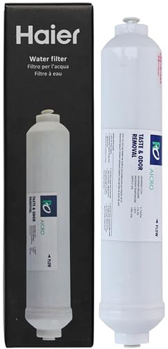 Haier HAWFILT41 Filtre eau pour Réfrigérateurs Haier FRENCH-DOOR, Blanc | Charbon Actif : Réduit Chlore, Odeurs et Saveurs, Débit Constant, Durée Jusqu’à 6 Mois, Installation par Encliquetage