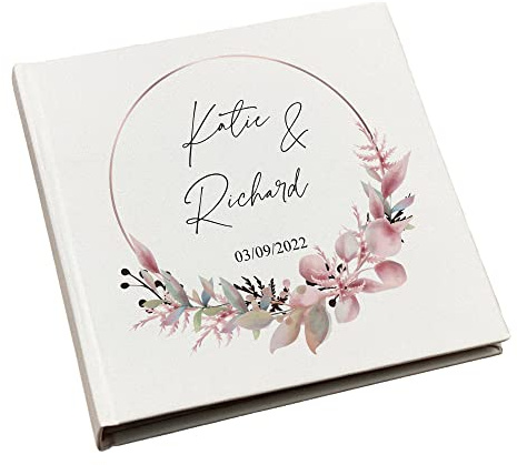 Large Traditional Book Bound Personalised Wedding Photo Album Floral Wreath