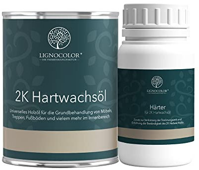 Lignocolor 2K Hartwachsöl Holzöl für den Innenbereich (1 L (2K), Natur seidenglänzend) | Hartwachsöl + Härter