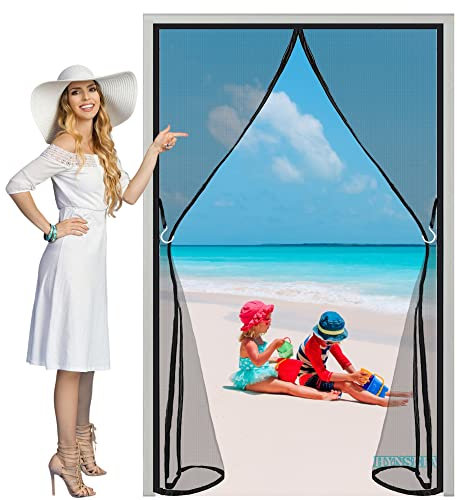 DIY Fliegengitter Tür Magnet 160x200cm Fliegenschutz Fenster Mückengitter Waschbares verstärkt Magnet Fliegenvorhang Ohne Bohren Klebmontage Schwarz