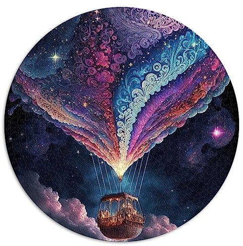 1000-teiliges rundes Puzzle „Ballon im Weltraum“, rundes Puzzle für Erwachsene und Kinder, Papppuzzle für Sommerliebhaber, Größe: 67,5 x 67,5