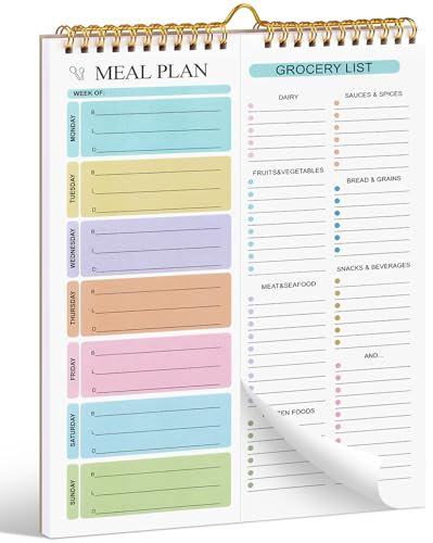 Joyberg 2021 Weekly Meal Planner Notebook, 8.5x11”, 50 Sheets, Magnetic, Wall-Mountable Meal Planner and Grocery List, Fridge Notepad for Daily & Weekly Plan