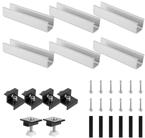 WOPPLXY 12 Stück 12cm Solarmodul Halterung, PV Befestigungsschiene mit Verstellbare Schwarz Klemme für 30-35mm Dicke Module, Solar Panel Randklemme Halterungen für Flach- und Trapezdächer
