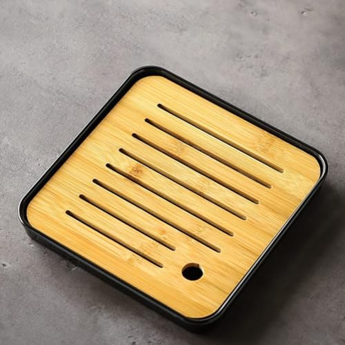 SPORTARC Mini plateau à thé chinois portable en bois - Plateau de service à thé carré en bois pour la maison - Noir A, S5FWVP3F6JGX8M2REAFDH6