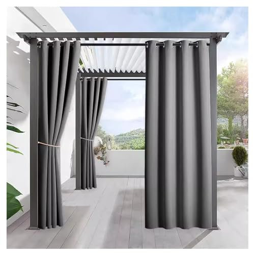 LAOMANTU Outdoor Vorhang wasserdichte Außenvorhänge aus Polyestermaterial, Sichtschutzvorhänge mit Klettverschluss, Pergola-Pavillon(Gray-,106 * 59in)