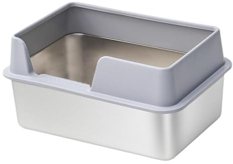 Fenteer Maison de Toilette pour Chaton, Bac à Litière Confortable et Moderne, il est Gris