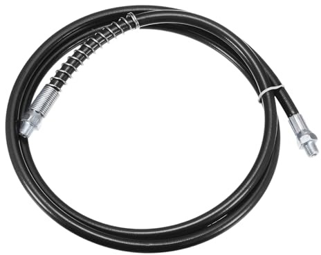 sourcing map Fettpressenschlauch, 150 cm, 10000 PSI, Feder-Flex, Hochdruck-Schnellentriegelungs-Fett, Ersatz mit Kupplung, 0,3 cm NPT-Gewinde für Fettpresse, Schwarz