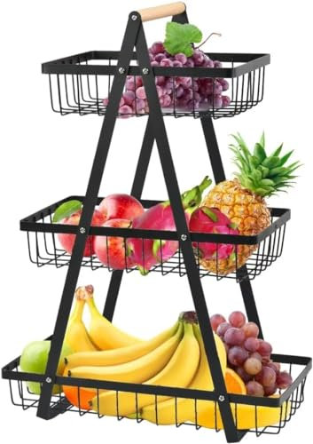 JKFGYTHG 3 Tier Fruit Basket, Fruit Bowl Rack Bread Basket Vegetable Rack, Removable Fruit Rack for Fruits, Vegetables and Snacks at Home, Kitchen Office