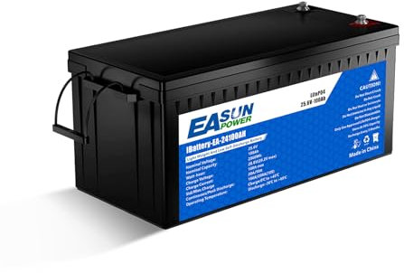 POWLAND LiFePO4 100Ah 24V Batterie,LiFePO4 Batterie 100ah LiFePO4 24v Solarbatterie 24v mit BMS Schutz und 6000+ Zyklen Tragbare für Wohnmobil,Solaranlage,Boot,Haushalt,Solarpanel Kit,Camping