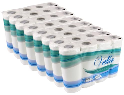 Enpack Vella 32 Küchenrollen 25,6 x 22,4 cm - Papierrolle 2-lagig, saugstark - 64 Küchentücher je Rolle - Papier Küchenrolle Großpackung - Küchenpapier für den Haushalt - Handtücher für Werkstatt
