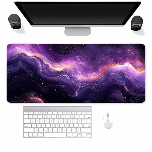 Gaming Mauspad XXL Lila Abstrakt Mousepad 800x400x2mm Verlängertes groß Mauspad mit vernähten Kanten Waschbares Tischunterlage für Büro, Zuhause, Tastatur