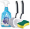 Astonish Daily Shower Shine Spray, Cleaning Sponge, 2 Crevice Brushes, and 2 Silicone Drain Protectors - Bathroom Cleaner Spray, Glass Cleaner, Bathroom Cleaning Tools and Hair Catchers