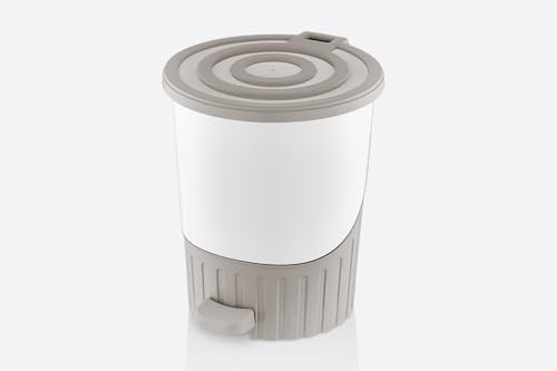 Stolmet Waste Bin 14L - Grey, Pastel Green, Pedal-Operated Trash Bin with Removable Inner Bucket for Kitchen & Bathroom (Grey)