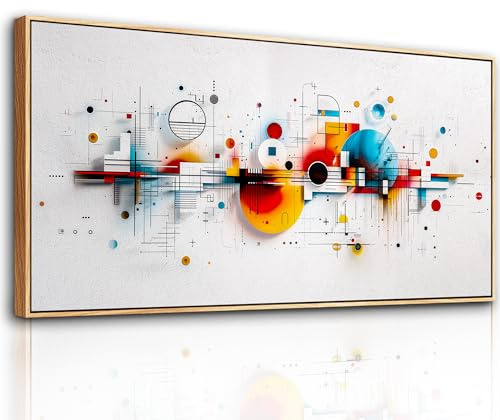 hyidecorart Cadre Decoration Murale Bois, Moderne Impression sur Toile, 50x100 cm Grand Tableau Decoration Murale Points Colorés, Résumé Décoration de Salle de Bain Salon Bureau Maison Décorations