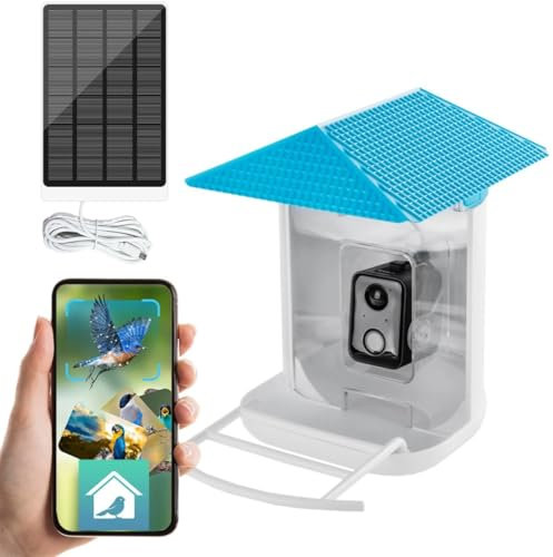 Spacetronik Vogelfutterhaus mit Kamera, Smart Vogelhaus mit Kamera Full-HD, Solarbetrieben, Vogelfutterstation, Nachtsichtfunktion, Mikrofon, Aufnahme, Kompatibel mit Smartphone-App