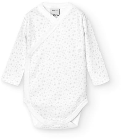 BABIDU Body Bebé Manga Larga Algodón 100% Con Cierre Cruzado Estampado Estrellitas, Body Bebé Recién Nacido y Prematuros, Tejido Suave y Hipoalergénico Para Piel Sensible, Ropa Bebé Niño y Niña Unisex