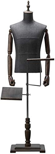 SHANYAYALI Herren-Schaufensterpuppe, halblang, für Schuhe und Hosen, Kleiderständer, flexibler Arm mit Holzsockel (quadratische Basis, S)