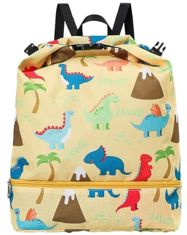 CALLYSONIC Schwimmtasche Kinder, Nasser und Trockener Sporttasche Kinder, Wasserdichte Schwimmrucksack, Badetasche mit Trennung Schuhfach für Mädchen und Jungen (Gelb)