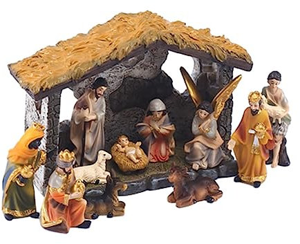 Holibanna Estatuas De Jesús y Natividad De Resina Detalladas para Decoración Religiosa, Tamaño Pequeño, Colores Surtidos, Decoración para Mesa y Escritorio, Obsequio para Hogar y Iglesia