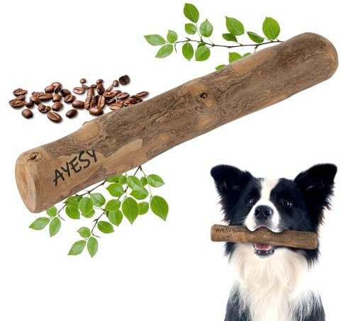 AYESY Bâton à mâcher en Bois de café pour Chien, Taille M Bâton Mastication Chien Naturel Jouet Cadeaux pour Chiens Jusqu'à 8-16kg Jouet d´Occupation Résistant et Sûr