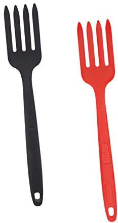TOPPERFUN 2pièces Fourchette De Cuisine Silicone Alimentaire Fourchette Portable Antidérapante Pour Salade Et Pâtes Poignée Lisse Confortable Adaptée Maison Et Au Camping