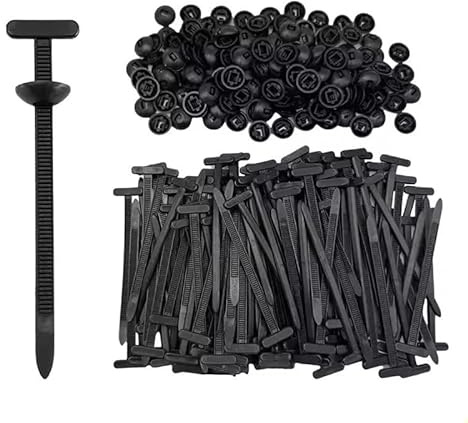 Yunzhou 200PCS Nylon Universal Cable Tie Buckle - Heavy Duty Self-Locking Zip Tie Clips, Zipper Clips for Fastening, Automotive Repair & Daily Use (100*Cable tie+100*Clip)