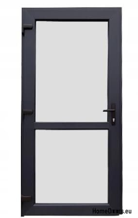 Haustür Kunststoff 100x210 cm DIN Links | Nebeneingangstür mit Sicherheitsverglasung | Kellertür Komplettset für Shop, Garage, Haus | Eingangstür mit 4-Punkt-Schloss und Zubehör | Anthrazit
