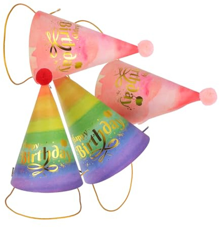 Balacoo 4 piezas Gorros de Cumpleaños Cono Pack de Ligeros y Coloridos para Fiesta Infantil Accesorios Festivos para Celebrar Cumpleaños con y Diversión