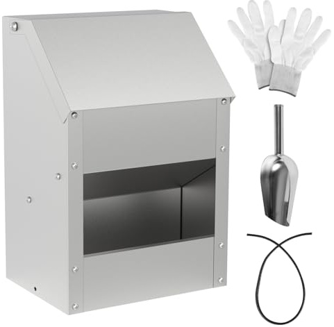 Daromigo 4,5KG Futterautomat Hühner verzinkter Stahl mit Deckel | Hühnerfutterspender, Geflügelfutterautomat, Aufhängbar, Wandmontage für Geflügel Hühner Enten