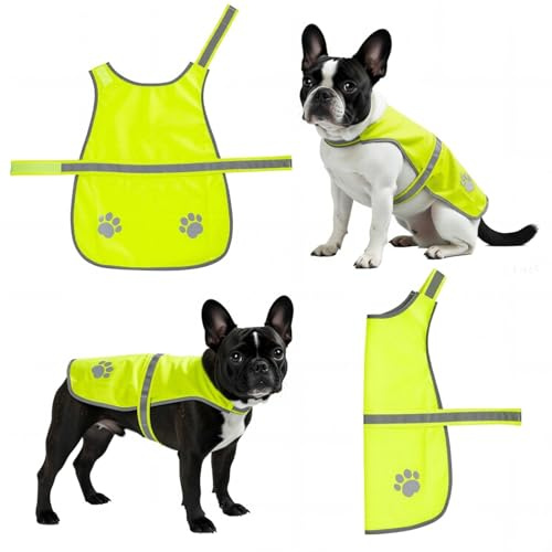 GAZIL Giubbotto di Sicurezza Riflettente per Cani, Cappotto Giallo Fluorescente ad Alta Visibilità con Vestibilità Regolabile, Accessori Leggeri per Passeggiate All'aperto, Adatto per Collo 32–34 cm