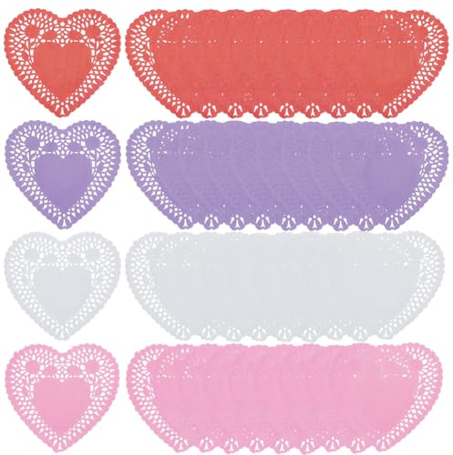 SOFPLATE 400 napperon en Papier Dentelle en Forme de Cœur couleurs pour la Saint Valentin Décoration Élégante pour Plateaux Tables et Meubles Découpes en Forme de Cœur pour Cadeaux de Mariage et Loisi