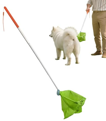 Hundupptagare för trädgård, teleskopisk husdjurssopskyffel med långt handtag, utomhus hund avfallsspade, för hem lägenhet veterinärrum bostad