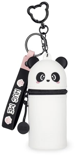 Legami - Mini-Porte-Monnaie avec Porte-clés Kawaii, Motif Panda, avec Spirale, Mousqueton et dragonne, en Silicone, 5 x 12 x 5 cm