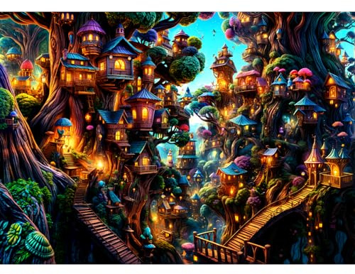 Puzzles 1000 Pieces for Adults jigsaw puzzles for adults 1000 Piece Puzzle Challenging Game for The Whole for Women, Gifts for Men, jigsaw puzzle Theme:fantasy tree house