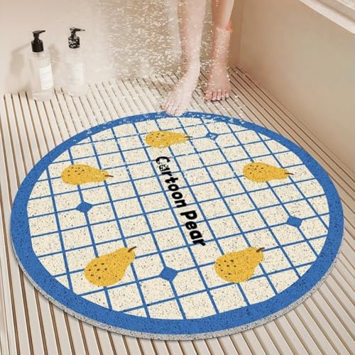 Badmatta PVC Loofah dusch badrumsmattor, 3D-frukt mjuk snabbtorkande halkfri gummi halkskydd för badkar inomhus dusch badrum badkar golv, 8 mm tjocklek (päron, 30 cm)
