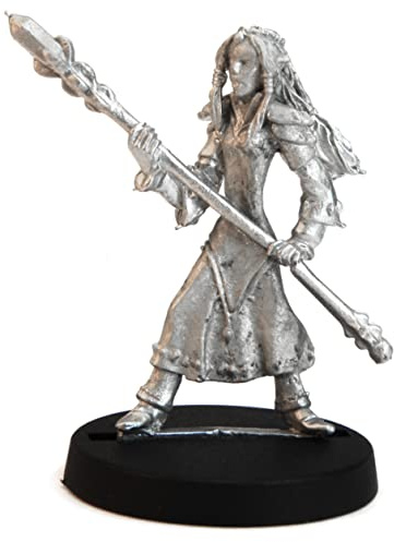 Stonehaven Female Elf Mage Miniature - 31mm Lead-Free Pewter Figure, 28mm Scale, Unpainted, Made in USA