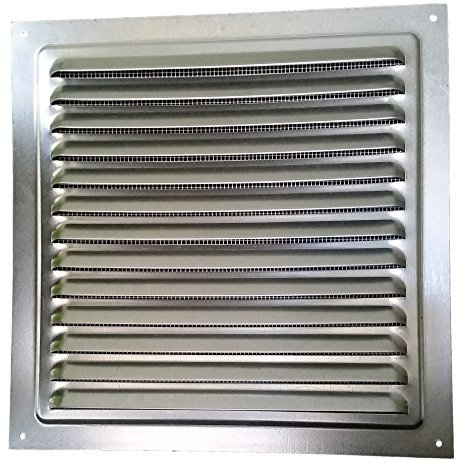 Rejilla de ventilación metálica con mosquitera, entrada y salida de aire