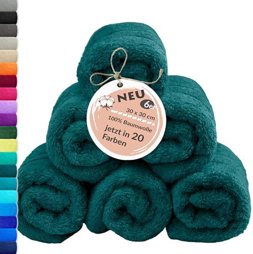 Lashuma 6 teiliges Handtuch Set 30x30 cm Grün - Opal, London Waschlappen Baby Baumwolle
