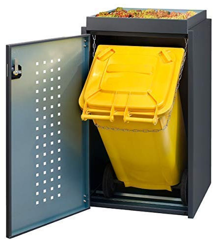 Mülltonnenbox 1x120L mit Pflanzenwanne aus Aluminium schwarz