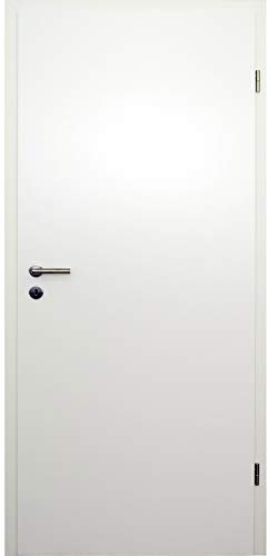 HORI® Zimmertür Komplettset mit Zarge und Edelstahl Türdrücker I Innentür CPL Weiß I Größen und BB- oder WC-Schloss wählbar I 1985 x 860 x 120 mm I DIN links