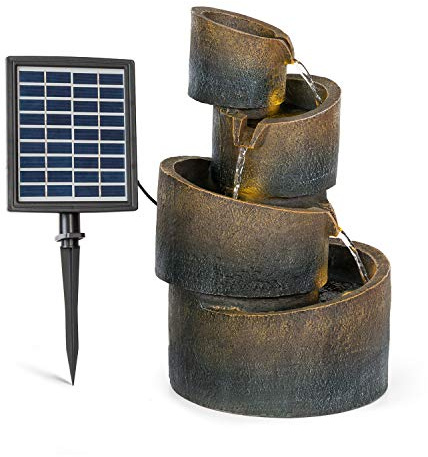 blumfeldt Mantua Fuente Solar en Cascada - Energía Solar, 2,8 Vatios, Batería de Iones de Litio, 5 Horas de Funcionamiento, Interiores/Exteriores, 4 Niveles Cascada, Iluminación LED, Poliresina